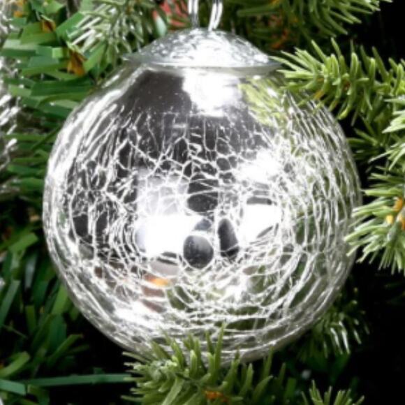 Set of 5 Silver Crackle Balls Hanging Christmas Tree Ornaments 3" - Picture 6 of 6